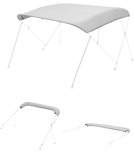 Extension D’ombrage Bimini Gris Anthracite – 170x170 Cm, Hauteur Réglable 115-183 Cm, Pour Bateau T-top