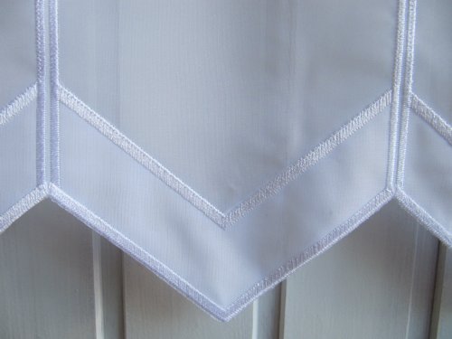 Scheibengardine Weiß Grau Modern Stickmuster 45 cm Hoch - 5