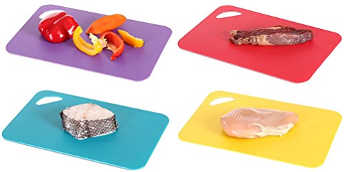 MAOYUAN Antibakteriell Schneidebrett Kunststoff Rutschfest flexible Kunststoff Matten Schneidebretter Set mit 4 29*19cm - 2