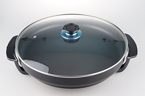 Neudorf Elektronik Manufaktur XXL Partypfanne B/ Bratfläche Aluminium-Guss Pfanne (!!!Unibody!!! - kein aufgesetztes Blech - siehe Vergleichsbild) ca. 3mm stark/ Elektrische Pizzapfanne Elektropfanne Bratpfanne/ Antihaft-Beschichtung/ 1500 Watt (100-240 °C)/ Maße: Ø 40cm