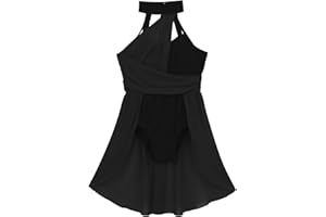 CHICTRY Big Girls Kids Sleeveless Halter Neck Ruffle Dance Leotard Lyrical Dancewear Costumes