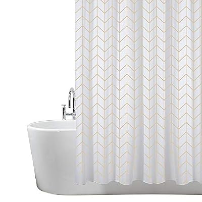 ANSIO Rideau de Douche, pour Baignoire et Salle de Bains, Lavables, Anti-moisissure et Antibactérien 180 x 180 cm (71 x 71 Pouches) | 100% Polyester – Motif à Chevrons
