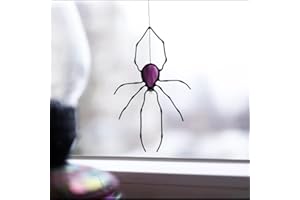 JARPSIRY Large Spider Window Hanging Ornaments, Stained Metal Acrylic Horror Spider Wall Panel Gothic Halloween Decorations for Home Office Outdoor Garden