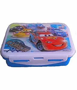 KP SKI Lock and Seal Racing car Events Printed Medium Lunch Box Sandwich Keeper with Kids Favourite Character on Top of Plastic Lunch Box for Kids( Medium)