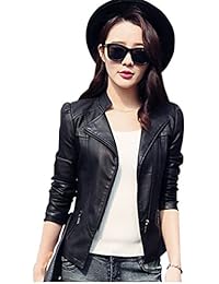 Chaqueta de PU cuero motera corta vintage rock chaquetas de bike cazadora para mujer