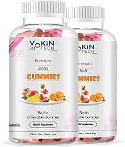 Vokin Biotech Complete Multivitamin Biotin Vegetarian Gummies for Women With Essential Vitamins For Growth, Development & Immunity, 30 Gummy Pack Of 2