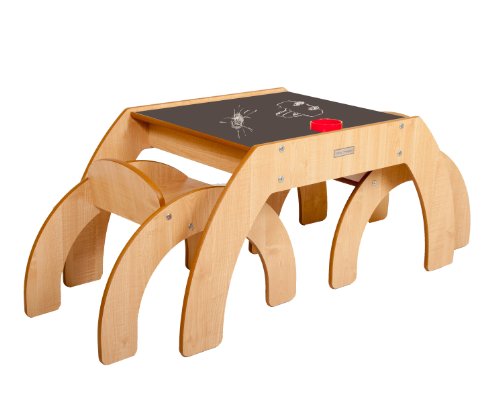 Little Helper Funstation Duo Chalky Toddler Table with Blackboard Desk Top and 2 Chair Set (Maple)