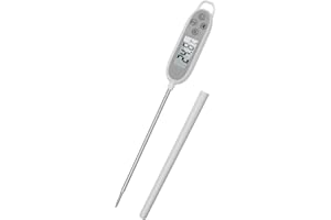 Thermomètre à Viande Numérique, Pitasha Thermometre Cuisine Sonde des Aliments à Lecture Numérique avec ℉/℃ Bouton & étanche IP65 pour Friture, Cuisson, Lait (Batterie Incluse)