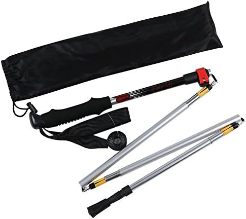 Trekking Pole Collapsible Stick Ultralight Adjustable - Lightweight Aluminum 7075 Anti Shock &amp; Quick Lock Technology - Cork Grip, Padded Strap - for travel mountaineering (Silver)