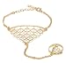 Cinderella Collection By Shining Diva Gold Metal Strand Bracelet Cum Ring For Girls / Women RS.299.00