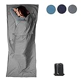  GLin, Saco de Dormir Ligero de algodón Suave, sábana de Viaje de Camping con Bolsillos de Almohada portátil para Evitar la Suciedad en el Hotel Camping, Color Gris, tamaño 90 * 220