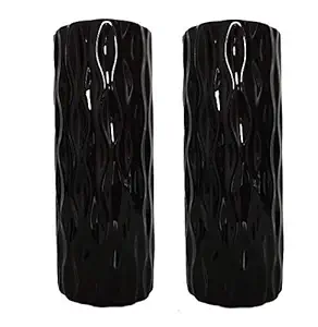 AARIHANTS The Value Store Ceramic Flower Vase (7 X 2 Inch, Diamond Black)