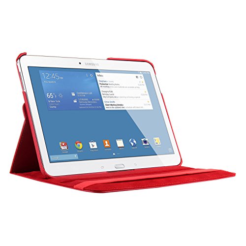 EnGive 360°Drehbares Ledertasche Samsung Galaxy Tab 4 10.1 Hülle (10,1 Zoll) Schutzhülle Case Tasche mit Ständerfunktion Auto Sleep/Wake-Funktion (Samsung Galaxy Tab 4 10.1, Rot) - 5