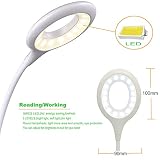 HIHIGOU Bunte Dimmbare Schreibtischlampe LED Tischlampe 3 Helligkeitsstufen (Lesen, Lern, Entspannung ) Flexibles Arm Touchfeldbedienung menit USB-Anschluss modern tischleuchte LED (weiß) - 3