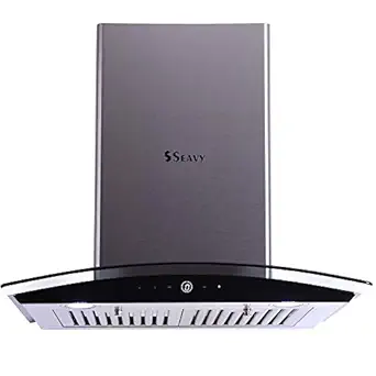 Seavy 60 cm 1100 m3/hr Auto Clean Chimney (Opec Dlx SS 60, 2 Baffle Filters, Touch Control, Steel/Grey)