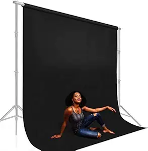 BRANDSUN Premium 8x12 Ft Professional Photoshot LEKERA Backdrop Photo Light Studio Photography Background Finishing Cloth/Curtain with Carry Bag (Black)