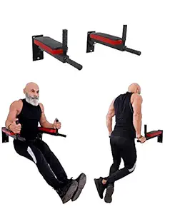 IBS Wall Mounting Multi Solid Bar for Dips, Leg Raise and Multiple Adjustable Exercises for Home and Gym
