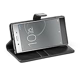 Mulbess Ledertasche im Ständer Book Case / Kartenfach für Sony Xperia XZ Premium Tasche Hülle Leder Etui,Schwarz - 