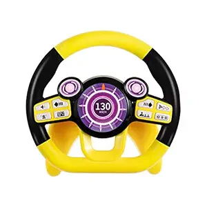 Temi Steering Wheel Baby Car Seat Pretend Play Driving Toy Kids Early Educational Fun Learning Toy Turn and Learn with Light and Music for 3 4 5 6 Years Old Children Toddlers Boys & Girls