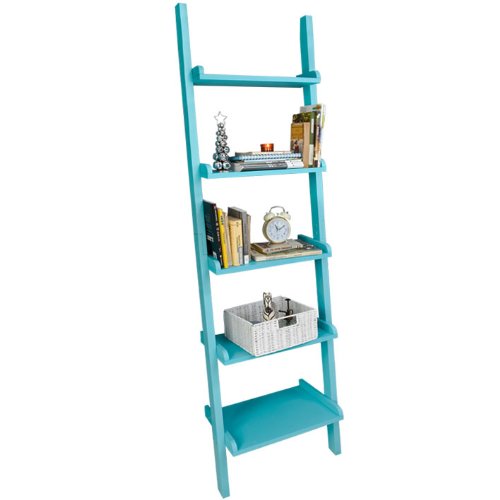 Modernes Leiterregal mit fünf Böden, Standregal, Wandregal, 56x189cm, Farbe in Blau, FRG17-B