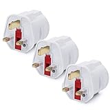 0-250 V (Volt), 13 A Sicherung, Max. 3250 W (Watt), BS 1363, mit Schutzkontakt, Maße: 7x5x5cm, Gewicht: 49g.