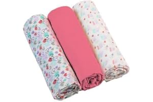 Babyono Lot de 3 Langes en Mousseline Super Douce - 70 x 70 cm - Lingettes (Rose/cœurs)