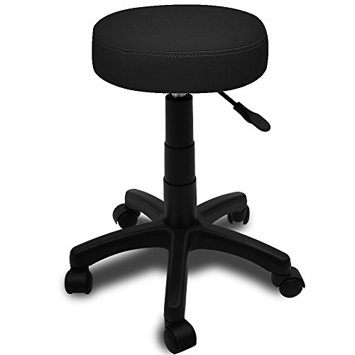 détail Deuba | Tabouret Noir à roulettes • pivotable 360° • réglable en Hauteur • Coussin 7cm | Assise, siège