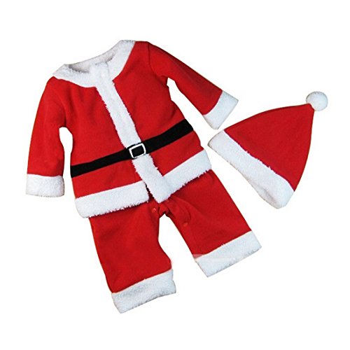 Happy Cherry Baby Kids Child Toddler Little Boys Cute Christmas Santa Clause Romper Costume Clothing with Hat