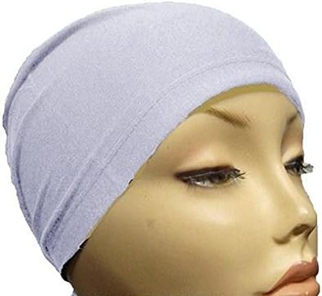 Quality Under Scarf Bonnet Tie Back Cap for Hijab Head Scarf Chemo Black White (WHITE)