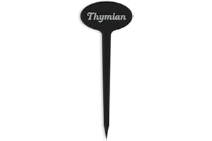 GRAVURZEILE Pflanzenschilder mit Gravur - Thymian - Stilvolle Kräuterschilder aus schwarzem Acryl für den Garten - Kräuterstecker geeignet für Beet & Kräutergarten - Farbe: Thymian