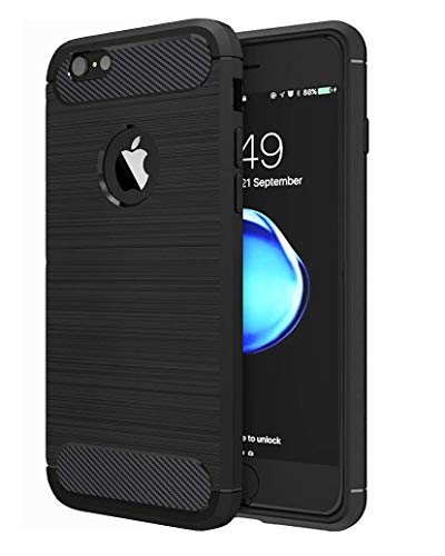 HUSHCO Rugged Armor Funda iPhone 6 / 6s con absorción de Choque Resistente y diseño de Fibra de Carbono, Negro