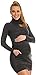 Happy Mama Women's Maternity Stretchy Knitted Tunic Mini Dress Roll Neck. 178p (Graphite, UK 8/10)