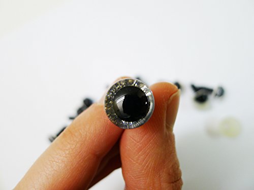 10 Paar Sicherheitsaugen glitzer 12 mm, blau und silber glitzer, Teddyaugen glitzer, Teddyzubehör - 4