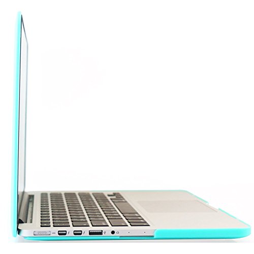 i-Buy Matte Gummierte Harte Schutzhülle Hülle für Apple Macbook Pro 13.3 Zoll mit Retina Display + Schutzfolie + Silikon Tastaturschutz + Anti-Staub-Stecker – Türkis - 5