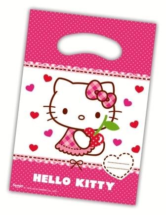 6 Partytüten HELLO KITTY HEARTS mit Tragegriff für Kindergeburtstag // Kinder Geburtstag Karten Katzen Mädchen Rosa Pink Geschenktüten Tüten Mitgebseltüten Mitgebsel Party Bags