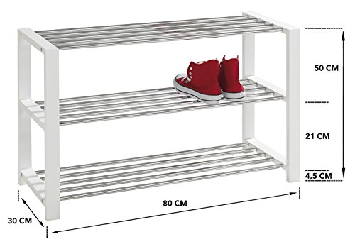 Schuhbank Schuhregal Schuhschrank ULFI | weiß lackiert | 80x50x30 cm - 3