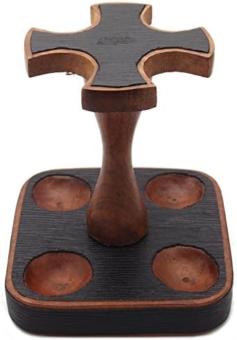 Leather 4 Pipe Stand - Authentic Full Grade Leather - Black