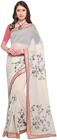 Aagaman Fashions Faux Georgette Festival Sarees(AFTSNAK5104_Off-White)