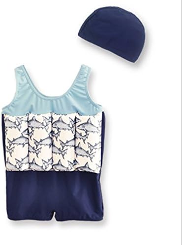 SHOLIND Boys Summer Holiday Beach Flotation Swimsuit with Removable Buoyancy Tubes (M (3-4Y), B)