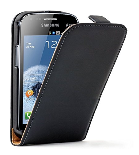 Membrane - Negro Funda Carcasa para Samsung Galaxy Trend Plus  GT-S7580  - Flip Case Cover   2 protectores de pantalla