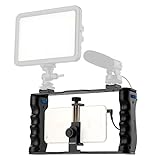 K&F Concept Smartphone Vidéo Rig Téléphone Vidéo Stabilisateur Grip Support Trépied pour Filmmaking Enregistrement Rig Case pour Video- Convient iPhone, Samsung, et Tous Les Téléphones