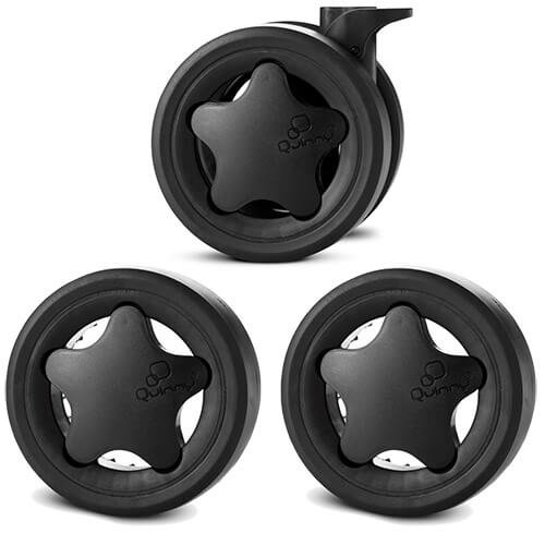 Quinny Zapp Set black wheels (front 1x and 2x rear / back wheels)