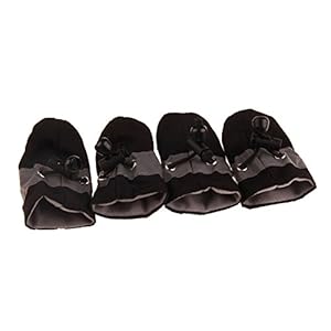 H2okp-009 Mascotas Cachorros de Perro Cubierta de Zapatos Botas de Lluvia Impermeables Antideslizantes Calcetines Botas Cubiertas de Zapatos para Niños Pequeños Black 1#