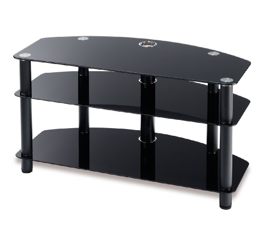 Techlink DAIS D100B Audio Visual Furniture Black Legs with Black Glass - Suitable for Screens up to 50 inches