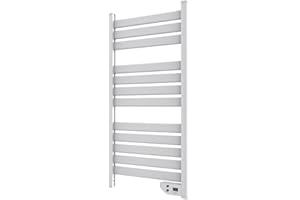 Cecotec Radiador Toallero Eléctrico Bajo Consumo Ready Warm 9000 Twin Towel White. Seca Toallas de 500 W, IP24 2 Modos, Temporizador, Pantalla LED, Diseño Moderno, Kit de instalación