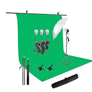 HIFFIN Green Screen Backdrop 6x10 ft with 9 ft Stand - 6x9 ft Photography Backdrop with 2 Pcs Clamps, 1PCs Carry Bag (T Shape Kit C2 C1 Green & Triple Holder Kit M1)