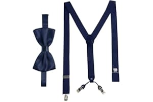 Massi Morino Set di bretelle con papillon per uomo e donna I Bretelle elastiche a Y con fermagli extra resistenti - larghezza 3,5 cm - lunghezza regolabile I Cravatta preannodata per abito