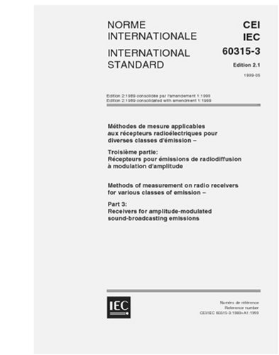 IEC 60315-3 Ed. 2.1 b:1999, Methods of measurement on radio receivers for various classes of emission - Part 3: Receivers for amplitude-modulated sound-broadcasting emissions