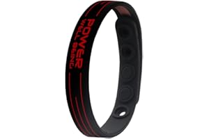 Power Ionics Balance Armband für Herren/Damen, Silikon Armband in Schwarz/Blau, Schwarz/Rot, Schwarz/Weiß, Transparent/Schwarz, Transparent/Rosa, Transparent/Weiß, 24 cm, 5 Löcher, 13-23 cm