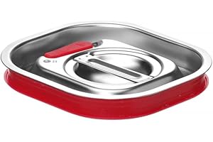 HENDI Couvercle pour Bac GN 1/6, en Acier Inoxydable, avec Bord en Silicone et Valve de Vide, Fermeture Hermétique, Résistant de -40° à 121°C, 176x162mm